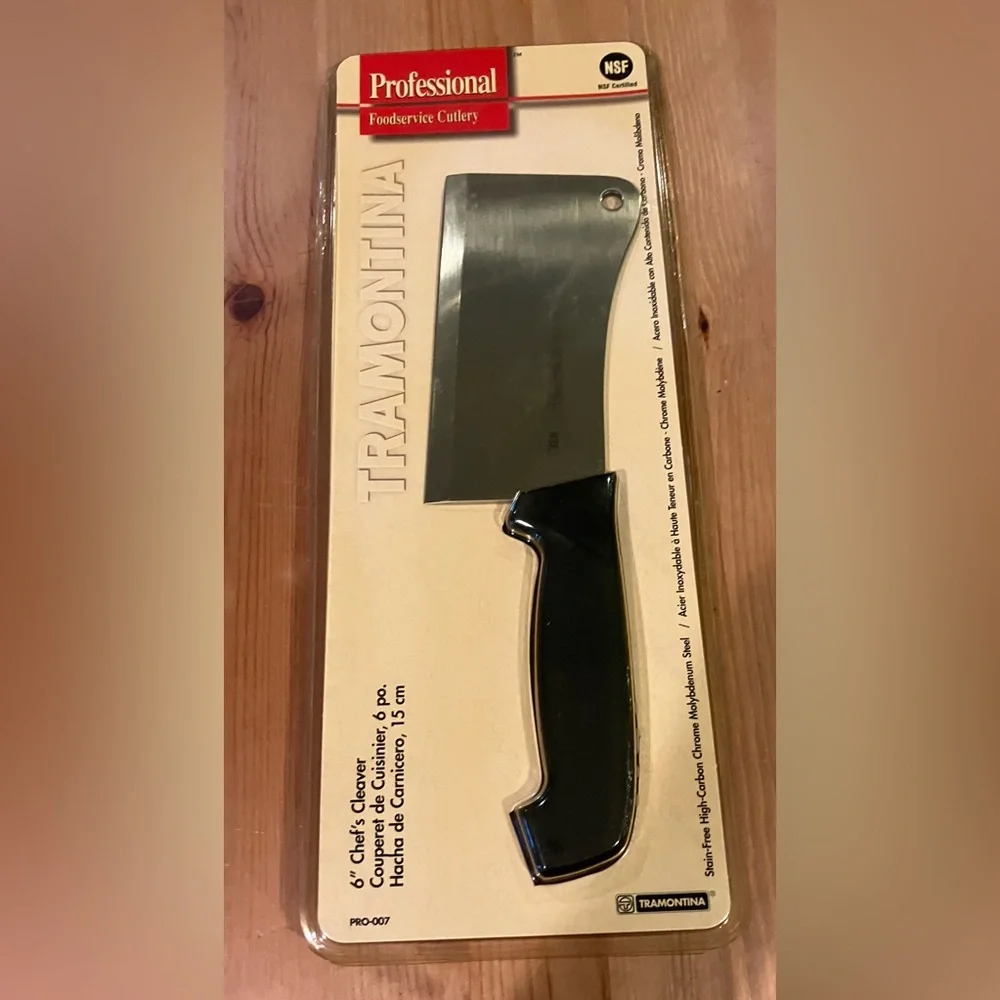 NEW Tramontina Professional Chef's Cleaver 6” Black Handle Original Packaging